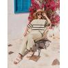 Ekouaer Lounge Set for Women Travel Outfits 2 Piece Sets Short Sleeve Sweater Top Wide Leg Long Pants Loungewear(Stripe)
