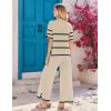 Ekouaer Lounge Set for Women Travel Outfits 2 Piece Sets Short Sleeve Sweater Top Wide Leg Long Pants Loungewear(Stripe)