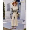 Ekouaer Lounge Set for Women Travel Outfits 2 Piece Sets Short Sleeve Sweater Top Wide Leg Long Pants Loungewear(Stripe)