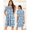 Ekouaer Moo Moos for Women Button House Dresses for Women with Pocket Mumu S-3XL(Blue Boho)