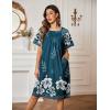 Ekouaer Moo Moos for Women Button House Dresses for Women with Pocket Mumu S-3XL(Blue Green Flower)
