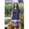 Ekouaer Moo Moos for Women Button House Dresses for Women with Pocket Mumu S-3XL(Navy Boho)