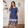 Ekouaer Moo Moos for Women Button House Dresses for Women with Pocket Mumu S-3XL(Navy Boho)