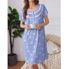 Ekouaer Moo Moos for Women House Dress with Pockets Short Sleeve Mumu Dress Button Down Nightgown Soft Sleepwear S-XXXL(Blue Pigeon)