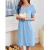 Ekouaer Moo Moos for Women House Dress with Pockets Short Sleeve Mumu Dress Button Down Nightgown Soft Sleepwear S-XXXL(Light Blue)