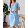 Ekouaer Moo Moos for Women House Dress with Pockets Short Sleeve Mumu Dress Button Down Nightgown Soft Sleepwear S-XXXL(Light Blue)