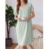 Ekouaer Moo Moos for Women House Dress with Pockets Short Sleeve Mumu Dress Button Down Nightgown Soft Sleepwear S-XXXL(Light Green)