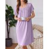 Ekouaer Moo Moos for Women House Dress with Pockets Short Sleeve Mumu Dress Button Down Nightgown Soft Sleepwear S-XXXL(Lilac)