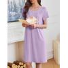 Ekouaer Moo Moos for Women House Dress with Pockets Short Sleeve Mumu Dress Button Down Nightgown Soft Sleepwear S-XXXL(Lilac)
