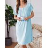Ekouaer Moo Moos for Women House Dress with Pockets Short Sleeve Mumu Dress Button Down Nightgown Soft Sleepwear S-XXXL(Pale Blue)
