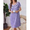 Ekouaer Moo Moos for Women House Dress with Pockets Short Sleeve Mumu Dress Button Down Nightgown Soft Sleepwear S-XXXL(Purple Dots)