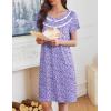Ekouaer Moo Moos for Women House Dress with Pockets Short Sleeve Mumu Dress Button Down Nightgown Soft Sleepwear S-XXXL(Purple Dots)