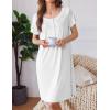 Ekouaer Moo Moos for Women House Dress with Pockets Short Sleeve Mumu Dress Button Down Nightgown Soft Sleepwear S-XXXL(White)