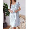 Ekouaer Moo Moos for Women House Dress with Pockets Short Sleeve Mumu Dress Button Down Nightgown Soft Sleepwear S-XXXL(White Blue Flower)