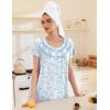 Ekouaer Moo Moos for Women House Dress with Pockets Short Sleeve Mumu Dress Button Down Nightgown Soft Sleepwear S-XXXL(White Blue Flower)