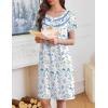 Ekouaer Moo Moos for Women House Dress with Pockets Short Sleeve Mumu Dress Button Down Nightgown Soft Sleepwear S-XXXL(White Floral)
