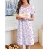 Ekouaer Moo Moos for Women House Dress with Pockets Short Sleeve Mumu Dress Button Down Nightgown Soft Sleepwear S-XXXL(White Sakura)