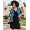Ekouaer Nightgown for Women Sleeveless Sleepwear Lightweight Racerback Sleep Shirt Pleated V Neck Night Dress Short Chemise(Black)
