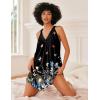 Ekouaer Nightgown for Women Sleeveless Sleepwear Lightweight Racerback Sleep Shirt Pleated V Neck Night Dress Short Chemise(Black Gold Butterfly & Leaf)
