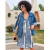 Ekouaer Nightgown for Women Sleeveless Sleepwear Lightweight Racerback Sleep Shirt Pleated V Neck Night Dress Short Chemise(Blue Tie Dye)