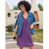 Ekouaer Nightgown for Women Sleeveless Sleepwear Lightweight Racerback Sleep Shirt Pleated V Neck Night Dress Short Chemise(Bright Purple)