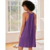 Ekouaer Nightgown for Women Sleeveless Sleepwear Lightweight Racerback Sleep Shirt Pleated V Neck Night Dress Short Chemise(Bright Purple)