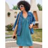 Ekouaer Nightgown for Women Sleeveless Sleepwear Lightweight Racerback Sleep Shirt Pleated V Neck Night Dress Short Chemise(Lake Blue)