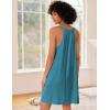 Ekouaer Nightgown for Women Sleeveless Sleepwear Lightweight Racerback Sleep Shirt Pleated V Neck Night Dress Short Chemise(Lake Blue)