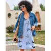 Ekouaer Nightgown for Women Sleeveless Sleepwear Lightweight Racerback Sleep Shirt Pleated V Neck Night Dress Short Chemise(Light Blue Butterfly)
