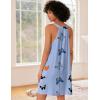Ekouaer Nightgown for Women Sleeveless Sleepwear Lightweight Racerback Sleep Shirt Pleated V Neck Night Dress Short Chemise(Light Blue Butterfly)