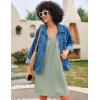 Ekouaer Nightgown for Women Sleeveless Sleepwear Lightweight Racerback Sleep Shirt Pleated V Neck Night Dress Short Chemise(Light Green)