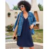 Ekouaer Nightgown for Women Sleeveless Sleepwear Lightweight Racerback Sleep Shirt Pleated V Neck Night Dress Short Chemise(Navy Blue)
