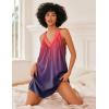 Ekouaer Nightgown for Women Sleeveless Sleepwear Lightweight Racerback Sleep Shirt Pleated V Neck Night Dress Short Chemise(Tie Dye Red & Purple)