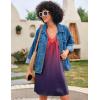 Ekouaer Nightgown for Women Sleeveless Sleepwear Lightweight Racerback Sleep Shirt Pleated V Neck Night Dress Short Chemise(Tie Dye Red & Purple)