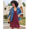Ekouaer Nightgown for Women Sleeveless Sleepwear Lightweight Racerback Sleep Shirt Pleated V Neck Night Dress Short Chemise(Wine Red)