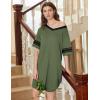 Ekouaer Nightgowns for Women 2 Pack Sleepshirts Short Sleeve Nightshirt V Neck Sleepwear Casual Pajama Dress(Black/Army Green)
