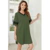 Ekouaer Nightgowns for Women 2 Pack Sleepshirts Short Sleeve Nightshirt V Neck Sleepwear Casual Pajama Dress(Black/Army Green)