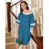 Ekouaer Nightgowns for Women 2 Pack Sleepshirts Short Sleeve Nightshirt V Neck Sleepwear Casual Pajama Dress(Black/Blue Green)