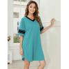 Ekouaer Nightgowns for Women 2 Pack Sleepshirts Short Sleeve Nightshirt V Neck Sleepwear Casual Pajama Dress(Black/Ceramic Green)