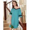 Ekouaer Nightgowns for Women 2 Pack Sleepshirts Short Sleeve Nightshirt V Neck Sleepwear Casual Pajama Dress(Black/Ceramic Green)