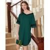 Ekouaer Nightgowns for Women 2 Pack Sleepshirts Short Sleeve Nightshirt V Neck Sleepwear Casual Pajama Dress(Black/Dark Green)