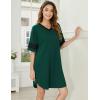 Ekouaer Nightgowns for Women 2 Pack Sleepshirts Short Sleeve Nightshirt V Neck Sleepwear Casual Pajama Dress(Black/Dark Green)