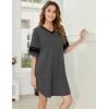 Ekouaer Nightgowns for Women 2 Pack Sleepshirts Short Sleeve Nightshirt V Neck Sleepwear Casual Pajama Dress(Black/Dark Grey)