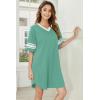 Ekouaer Nightgowns for Women 2 Pack Sleepshirts Short Sleeve Nightshirt V Neck Sleepwear Casual Pajama Dress(Black/Grey Green)