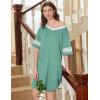Ekouaer Nightgowns for Women 2 Pack Sleepshirts Short Sleeve Nightshirt V Neck Sleepwear Casual Pajama Dress(Black/Grey Green)
