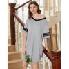 Ekouaer Nightgowns for Women 2 Pack Sleepshirts Short Sleeve Nightshirt V Neck Sleepwear Casual Pajama Dress(Black/Light Grey)