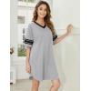 Ekouaer Nightgowns for Women 2 Pack Sleepshirts Short Sleeve Nightshirt V Neck Sleepwear Casual Pajama Dress(Black/Light Grey)