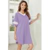 Ekouaer Nightgowns for Women 2 Pack Sleepshirts Short Sleeve Nightshirt V Neck Sleepwear Casual Pajama Dress(Black/Lilac)