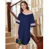 Ekouaer Nightgowns for Women 2 Pack Sleepshirts Short Sleeve Nightshirt V Neck Sleepwear Casual Pajama Dress(Black/Navy Blue)