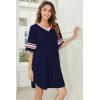 Ekouaer Nightgowns for Women 2 Pack Sleepshirts Short Sleeve Nightshirt V Neck Sleepwear Casual Pajama Dress(Black/Navy Blue)